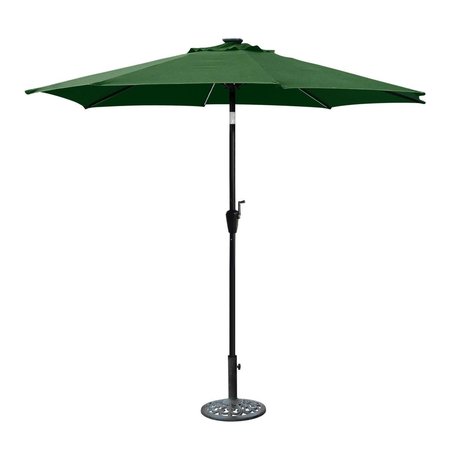 JECO 9 ft. Aluminum Umbrella with Crank & Solar Guide Tubes - Black Pole & Green Fabric OF-UB102